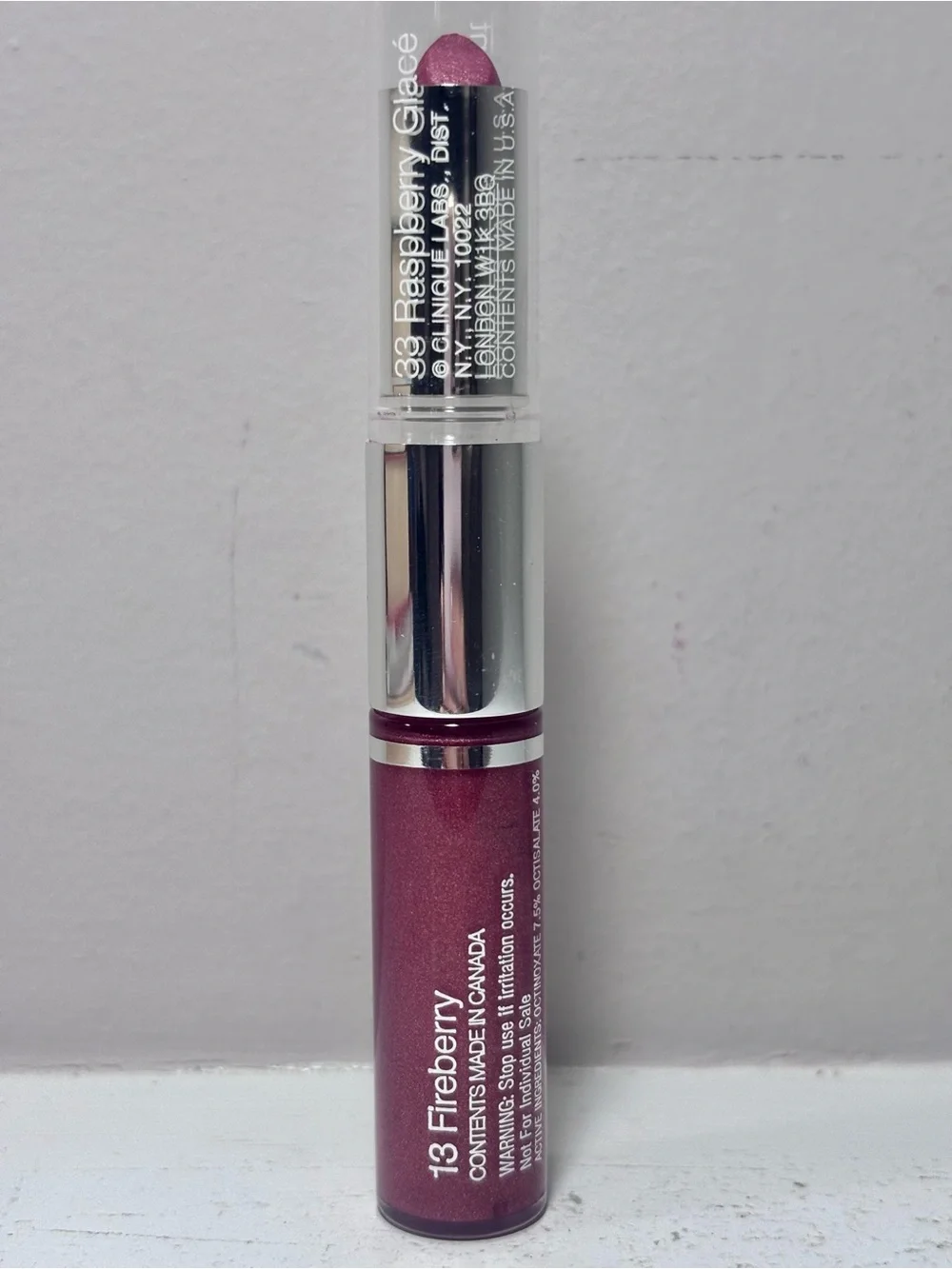 Clinique Duo 13 Fireberry Gloss 33 Raspberry Glacé Lipstick